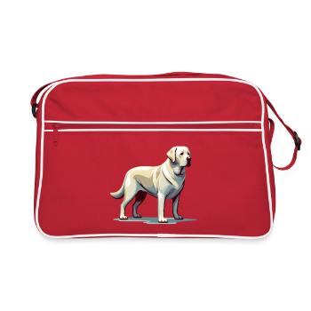 Stehender weißer Labrador - Retro Tasche - Rot/Weiß - Vorne
