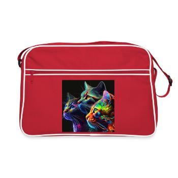Neon Cats on a Black Background - Retro Bag - red/white - Front