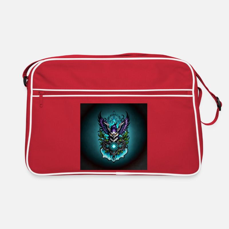 Eule mit magischen Elementen. Retro Tasche