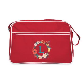 L Monogram, Couronne de fleurs, Personnalisable - Sac Retro - rouge/blanc - Devant