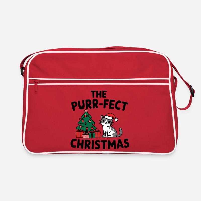 Festive Cat with Christmas Tree Retro Bag
