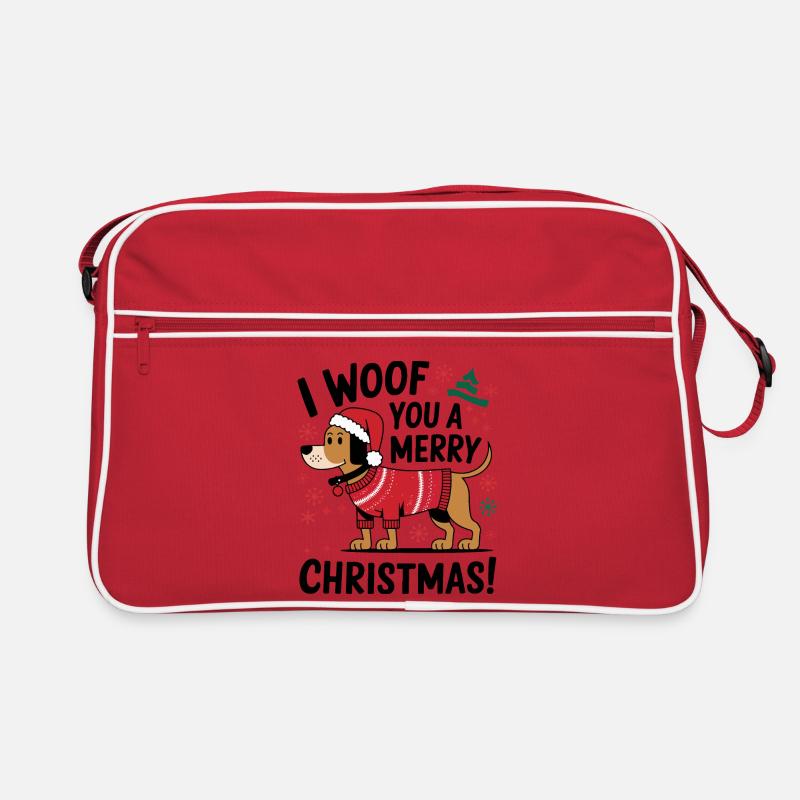 Chien festif en pull de Noël - Sac Retro - rouge/blanc