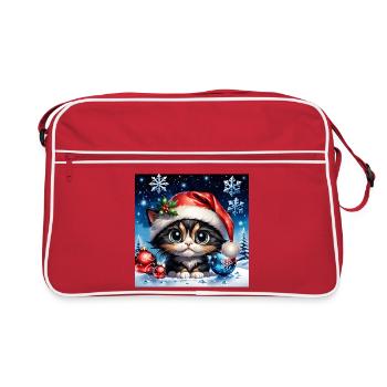 Adorable Christmas kitten. - Retro Bag - red/white - Front