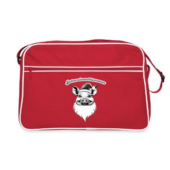 Schweinachtsmann – Lustige Weihnachtsidee - Retro Tasche - Rot/Weiß - Vorne