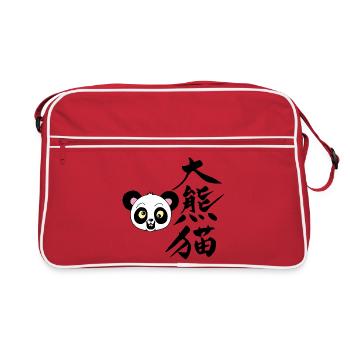 Kawaii Manga Panda - Retro Bag - red/white - Front
