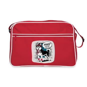 Jogging avec un husky ? Je vais te tirer avec de l’amour pour les chiens - Sac Retro - rouge/blanc - Devant