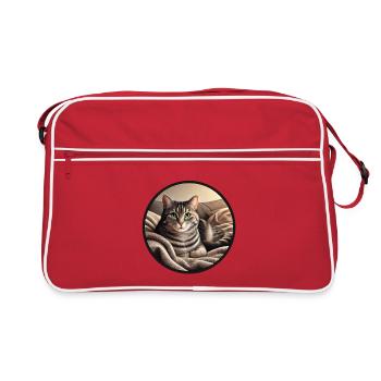 Portrait de chat Charly - Sac Retro - rouge/blanc - Devant