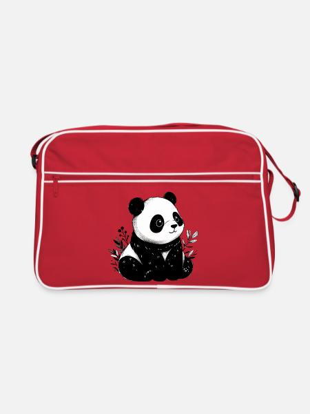 Panda - Retro Tasche - Rot/Weiß - Vorne