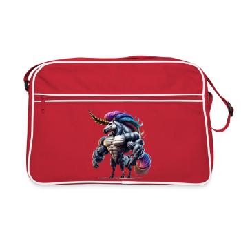 Super Einhorn - Retro Tasche - Rot/Weiß - Vorne