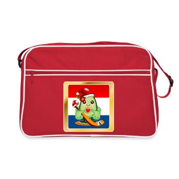 Weihnachtsgeschenke Avocado Eishockeyspieler - Retro Tasche - Rot/Weiß - Vorne