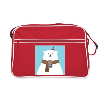 Poster Polar Bear North Pole Bear Snow Winter Cool - Retro Bag - red/white - Front