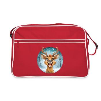 Festive reindeer, snowy winter landscape - Retro Bag - red/white - Front