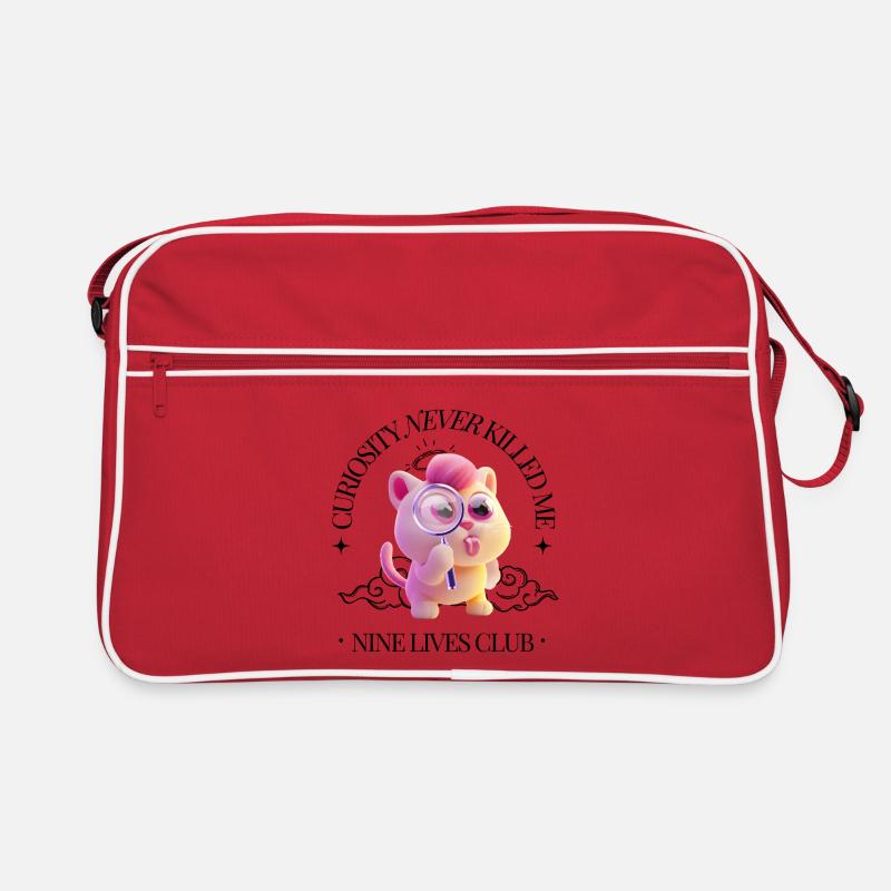 Curious Cat – Funny Cartoon Illustration Retro Bag