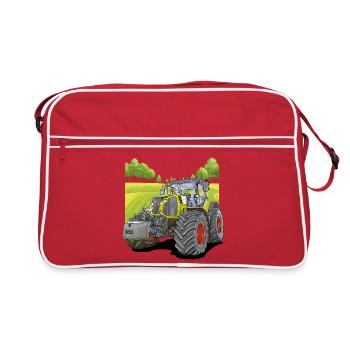Tracteur dans les champs - Sac Retro - rouge/blanc - Devant