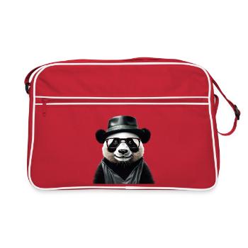 Stylish Panda with Accessories - Retro Bag - red/white - Front