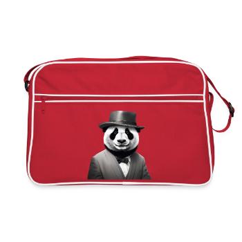 Panda élégant en smoking classique et fedora - Sac Retro - rouge/blanc - Devant