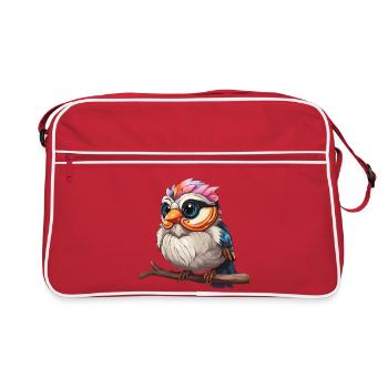 Lebendiges Spektakel der bunten Eule - Retro Tasche - Rot/Weiß - Vorne