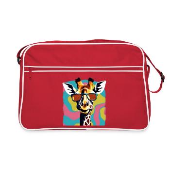Cool Retro Giraffe Portrait with Sunglasses - Retro Bag - red/white - Front