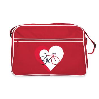 J’aime mon vélo - Vélo et cœur - Sac Retro - rouge/blanc - Devant