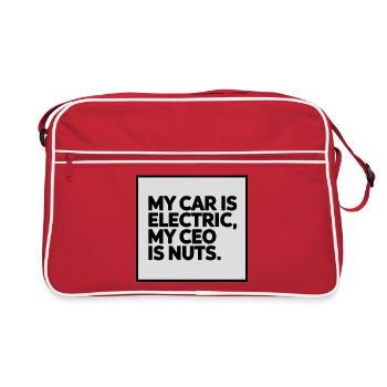 Ma voiture est électrique, mon PDG est muts Electric Car Fan - Sac Retro - rouge/blanc - Devant