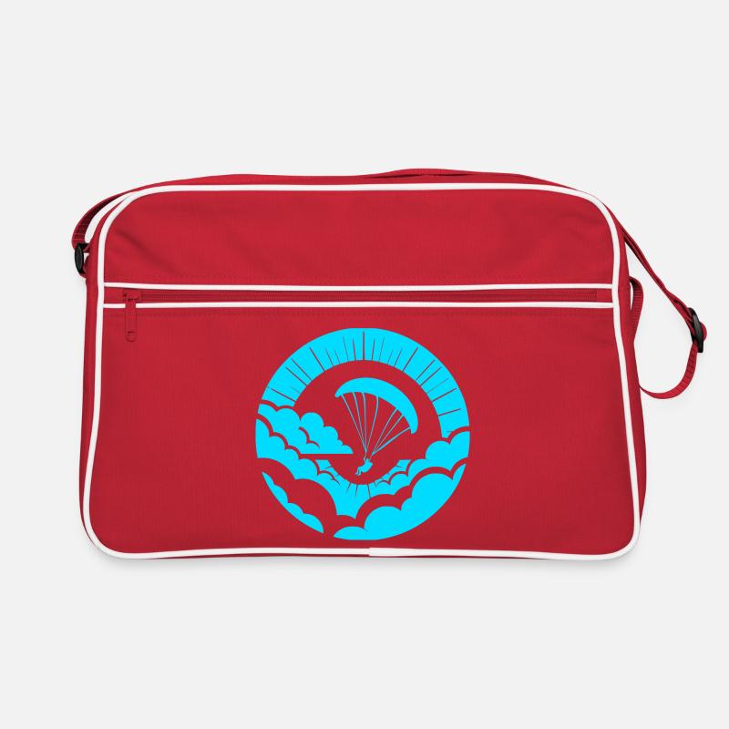 Paraglider über den Wolken - Retro Tasche - Rot/Weiß
