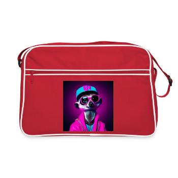 meerkat, meerkat humor, funny meerkat - Retro Bag - red/white - Front