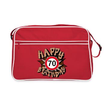 70th Birthday , Happy 70th Birthday Gift (25) - Retro Bag - red/white - Front