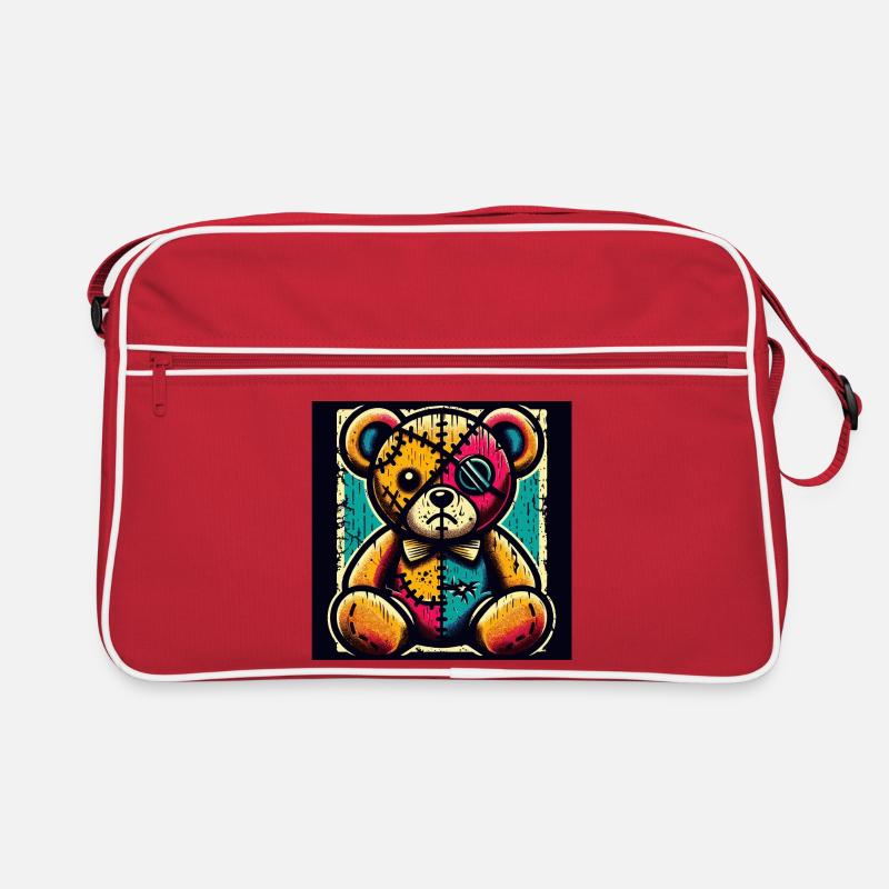Art de l’ours en patchwork avec charme vintage - Sac Retro - rouge/blanc