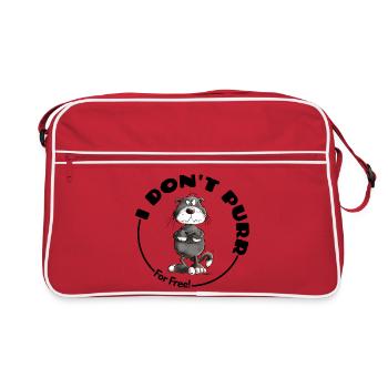 Grumpy I Don't Purr Cat Saying Cats - Retro Bag - red/white - Front