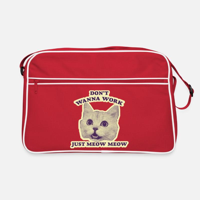 Don't want to Work – Funny Cat - Retro Bag - red/white