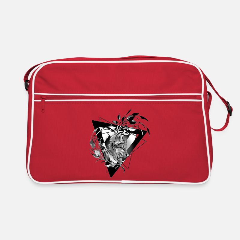 Renard avec feuillage Design noir abstrait Sac Retro