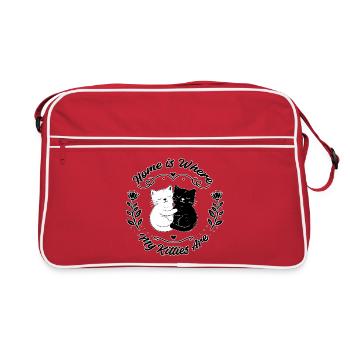 Home is Where My Kitties Are-minimalist - Retro Bag - red/white - Front