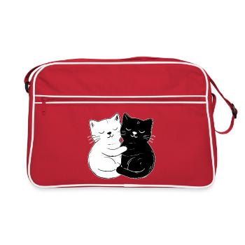 Süße Katzen – schlicht & stilvoll - Retro Tasche - Rot/Weiß - Vorne