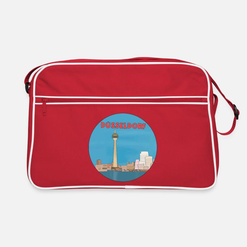Deutsche Stadt Düsseldorf - Retro Tasche - Rot/Weiß