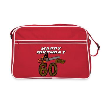 60s Birthday Wooden Flair Chainsaw - Retro Bag - red/white - Front