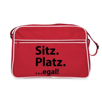 Sitz Platz egal - Retro Tasche - Rot/Weiß - Vorne