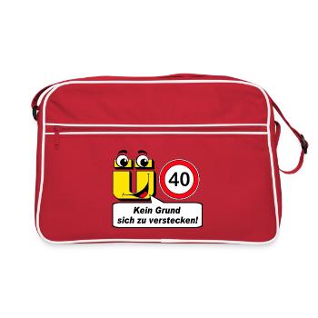 40. Geburtstag , Ü40 kein Grund sich .......... - Retro Tasche - Rot/Weiß - Vorne