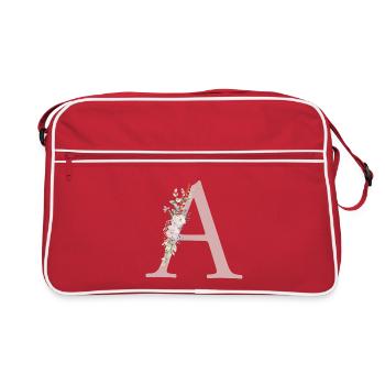 Un monogramme, floral, personnalisable - Sac Retro - rouge/blanc - Devant