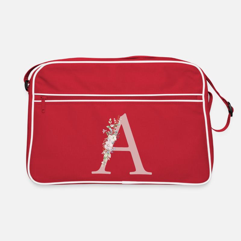 A Monogramm, Floral, personalisierbar Retro Tasche