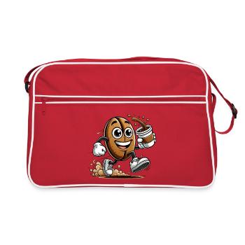 Café à emporter – Happy Coffee Bean - Sac Retro - rouge/blanc - Devant