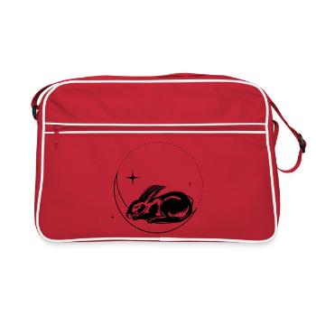 Lapin sur le croissant de lune – motif de lune enchanteur - Sac Retro - rouge/blanc - Devant