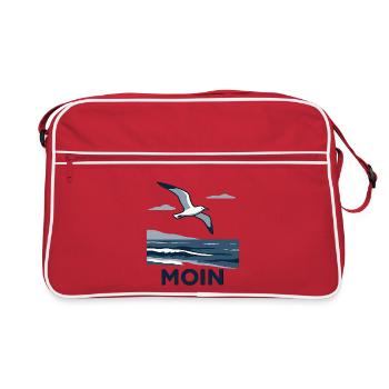 Moin Möwe - Retro Tasche - Rot/Weiß - Vorne