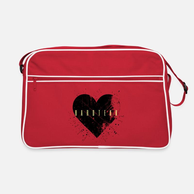 Hardtekk Hard Tekk Hardstyle Techno Herz - Retro Tasche - Rot/Weiß