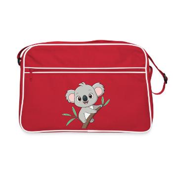 Bébé koala joyeux sur une branche - Sac Retro - rouge/blanc - Devant
