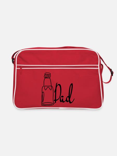 Line Art Papa Vatertagsbier - Retro Tasche - Rot/Weiß - Vorne