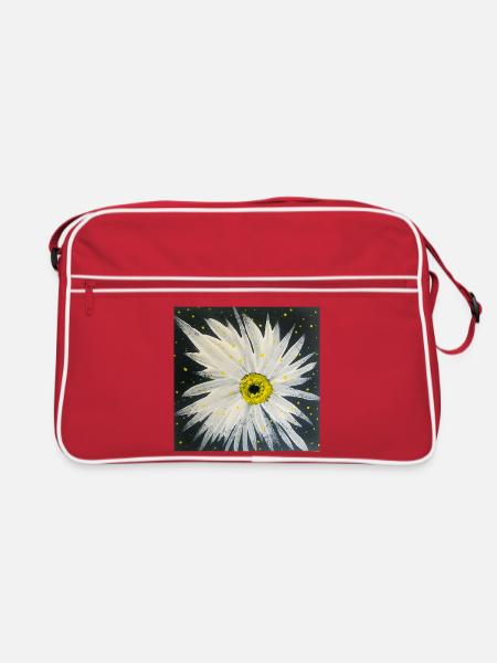 Edelweiss-black-white design - Retro Bag - red/white - Front