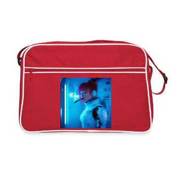 N-dless Nights: Raumschiffkapitän raucht eine Zigarre - Retro Tasche - Rot/Weiß - Vorne