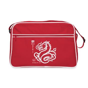 Japanischer Drache mit japanischer Schrift - Retro Tasche - Rot/Weiß - Vorne