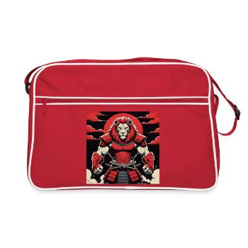 Samurai-Löwen-Krieger - Retro Tasche - Rot/Weiß - Vorne