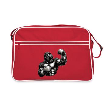 Gorilla Boxer Fighter Boxing Roars Gift - Retro Bag - red/white - Front